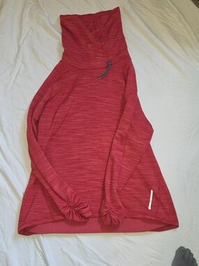 Women’s Red Funnel-Neck Pullover Hoodie